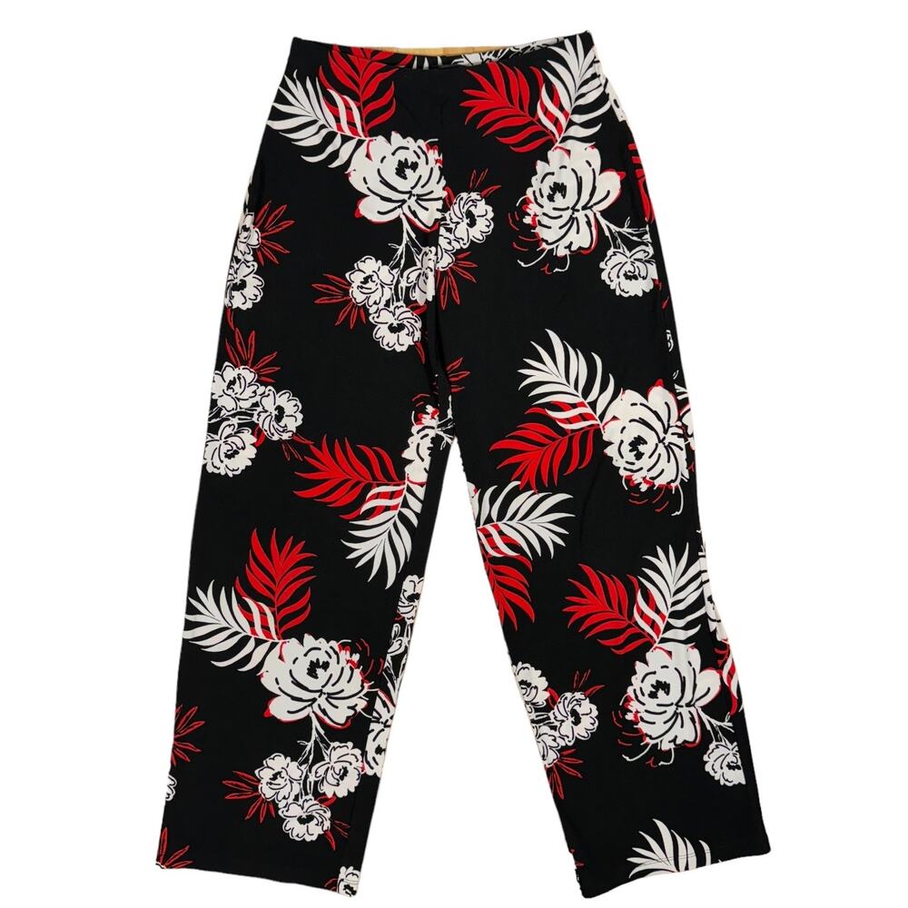Alfani (S) Wide-Leg Tropical Beach Pants Stretch Pull-On